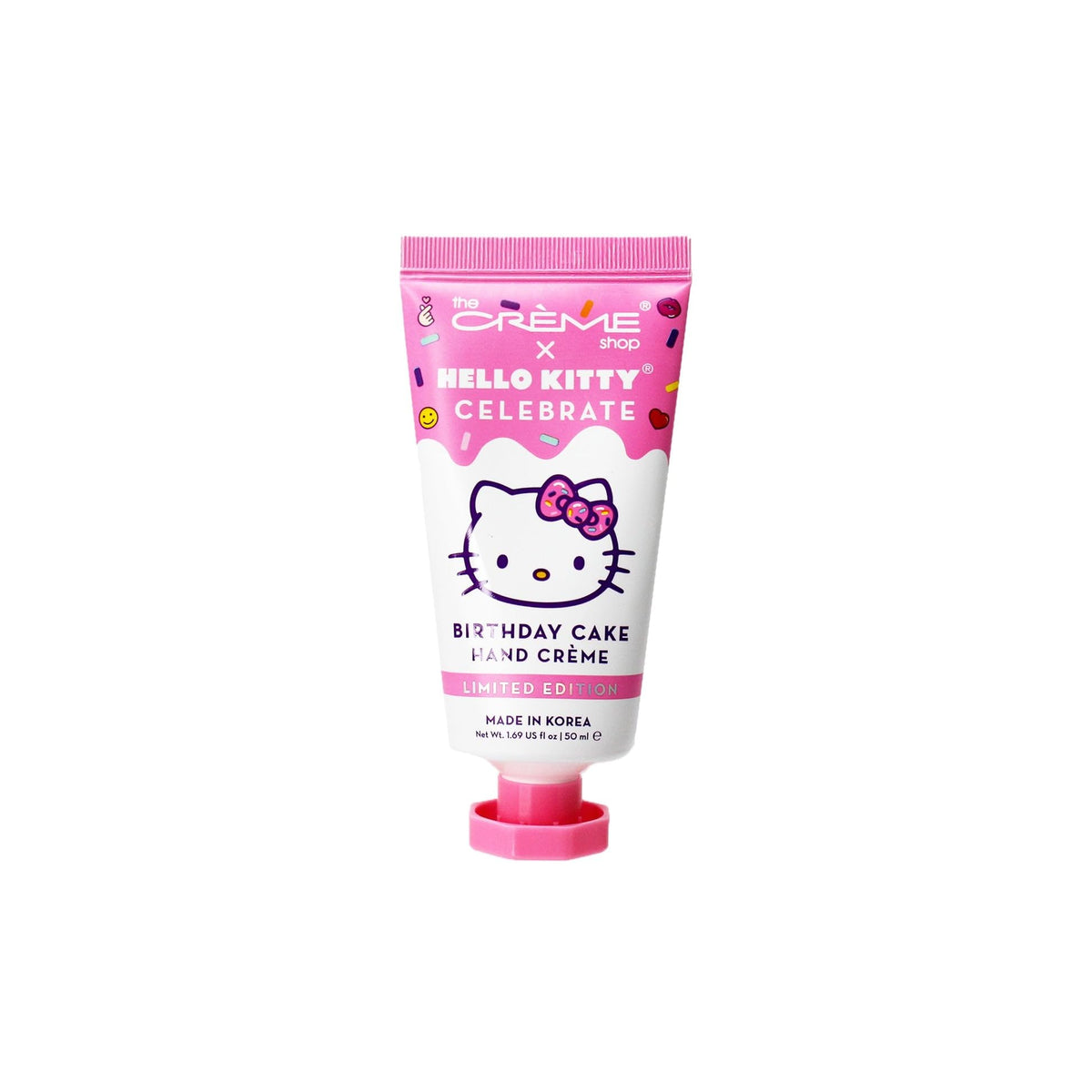 The Crème Shop x Sanrio Hello Kitty Birthday Cake hand crème for soft, nourished hands.