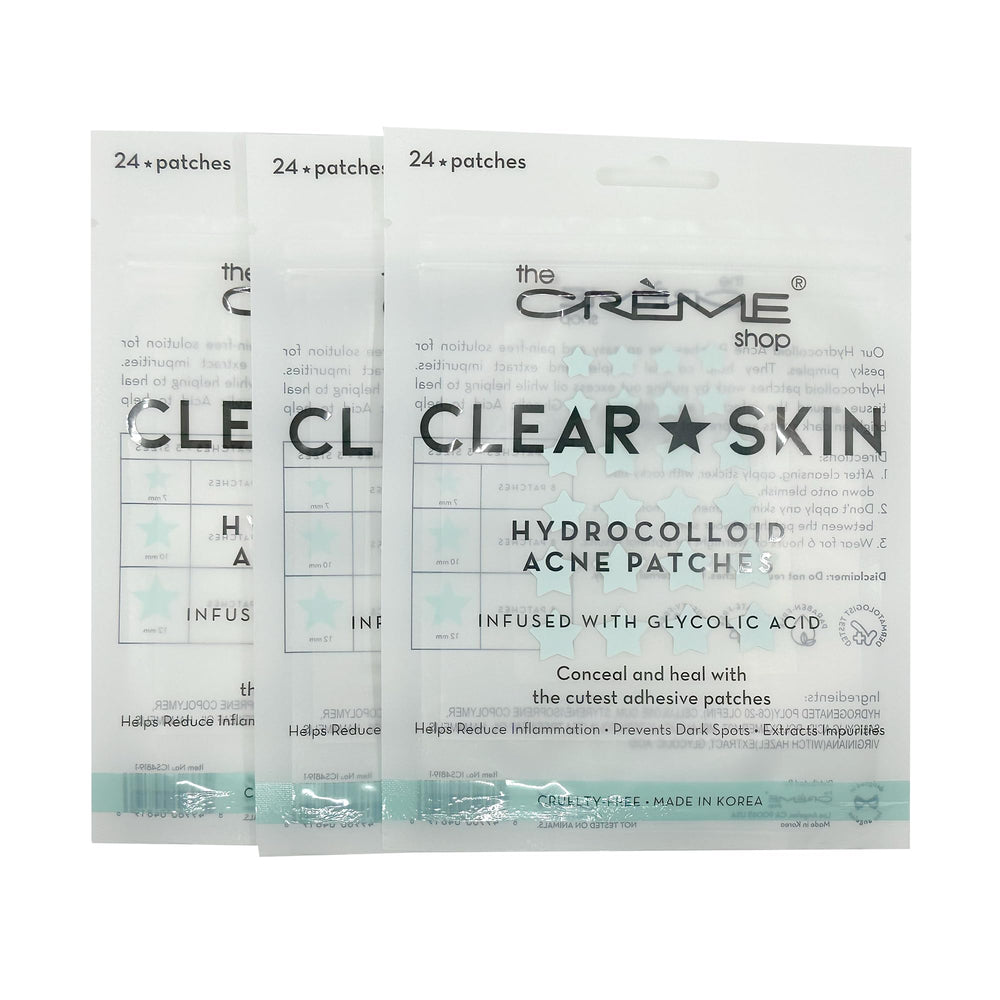 The Crème Shop star shape patch on skin provides discreet blemish coverage.