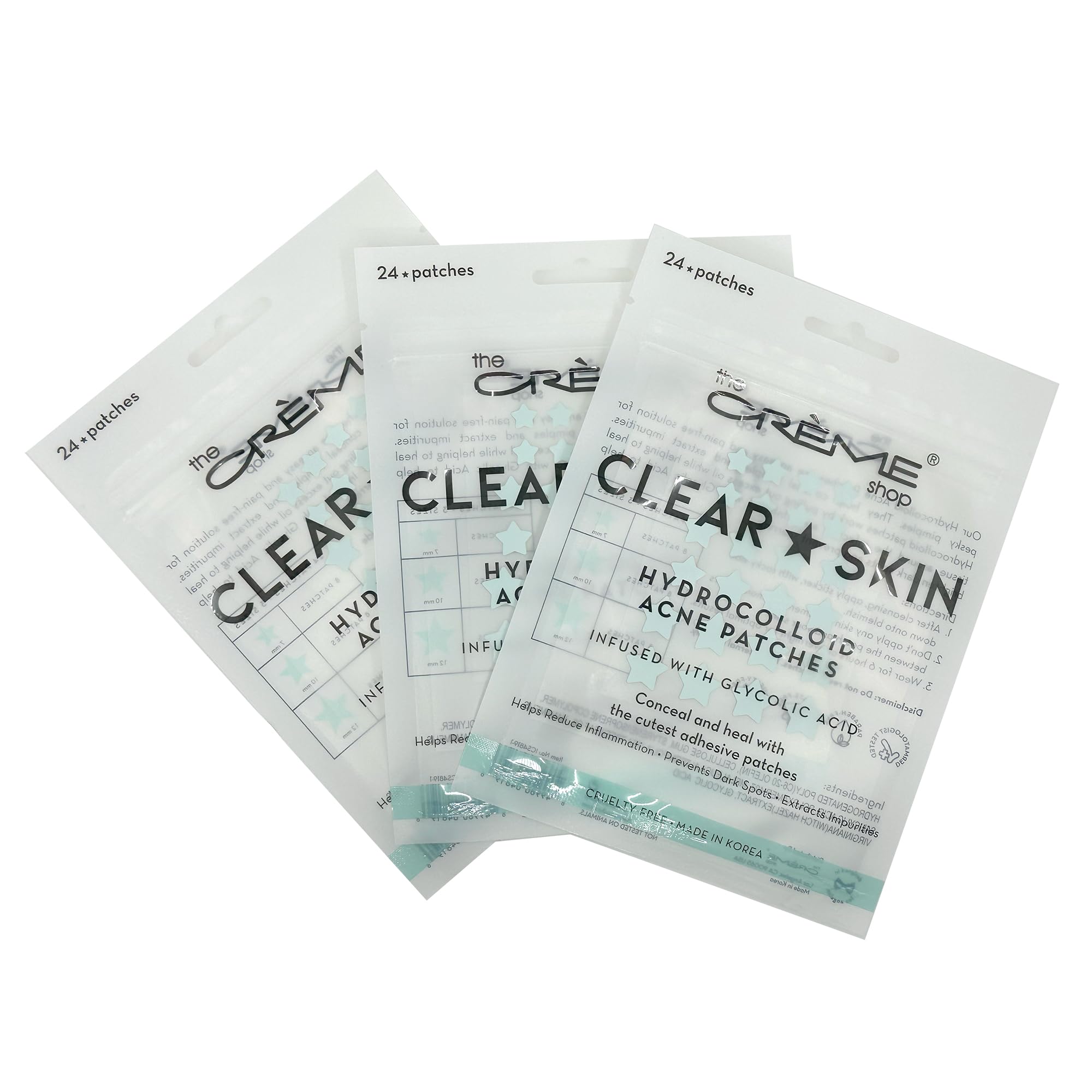 The Crème Shop star shape patches packaging designed for discreet blemish care.