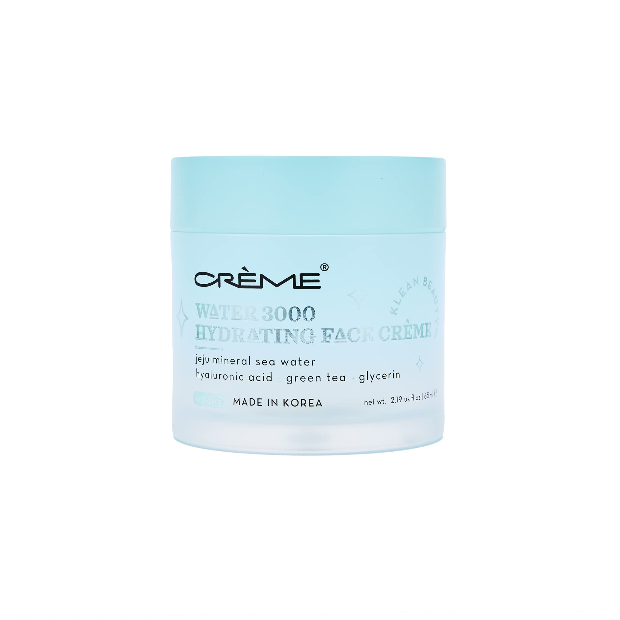 The Crème Shop Water 3000 hydrating crème jar brightens skin with lasting moisture.