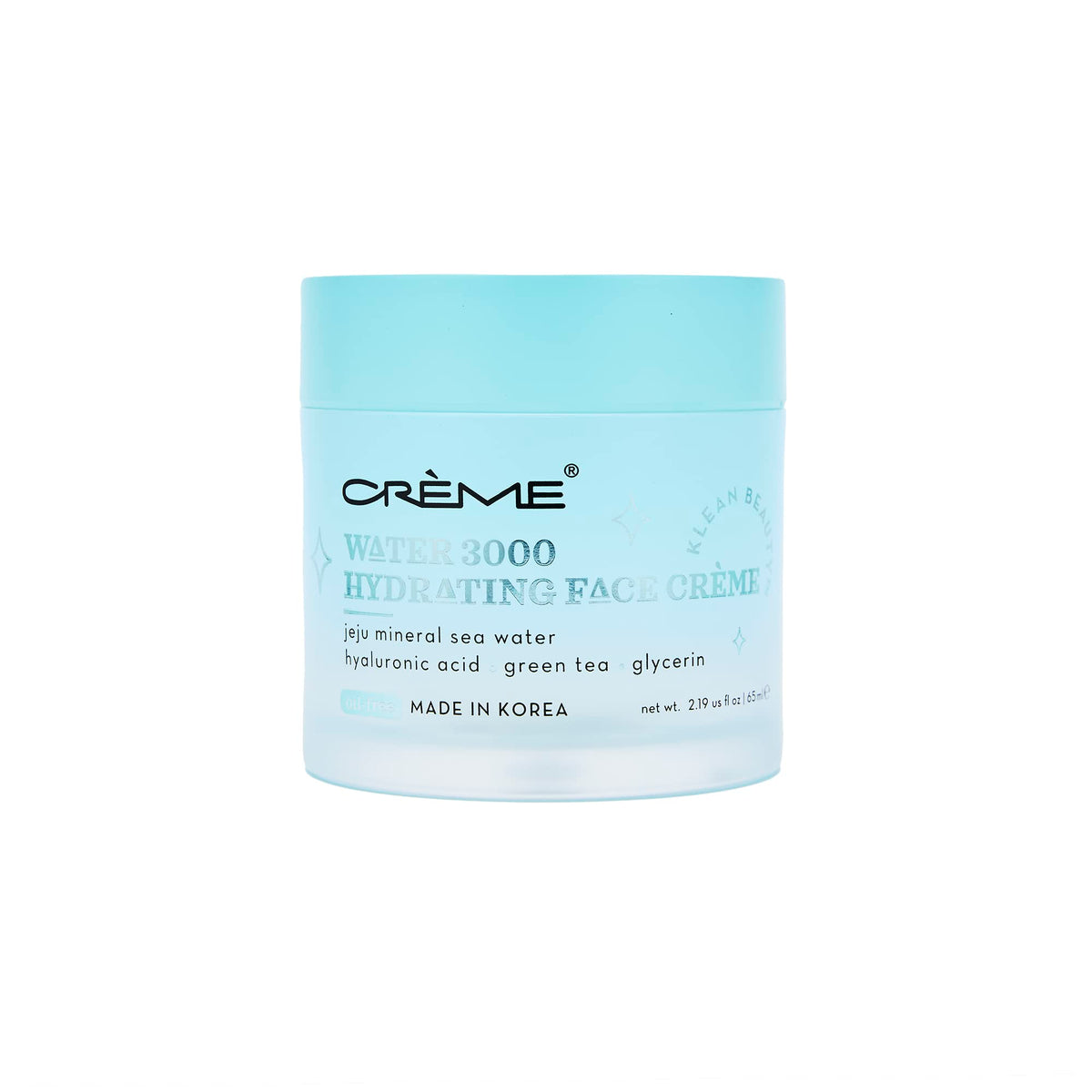 The Crème Shop Water 3000 hydrating crème jar brightens skin with lasting moisture.