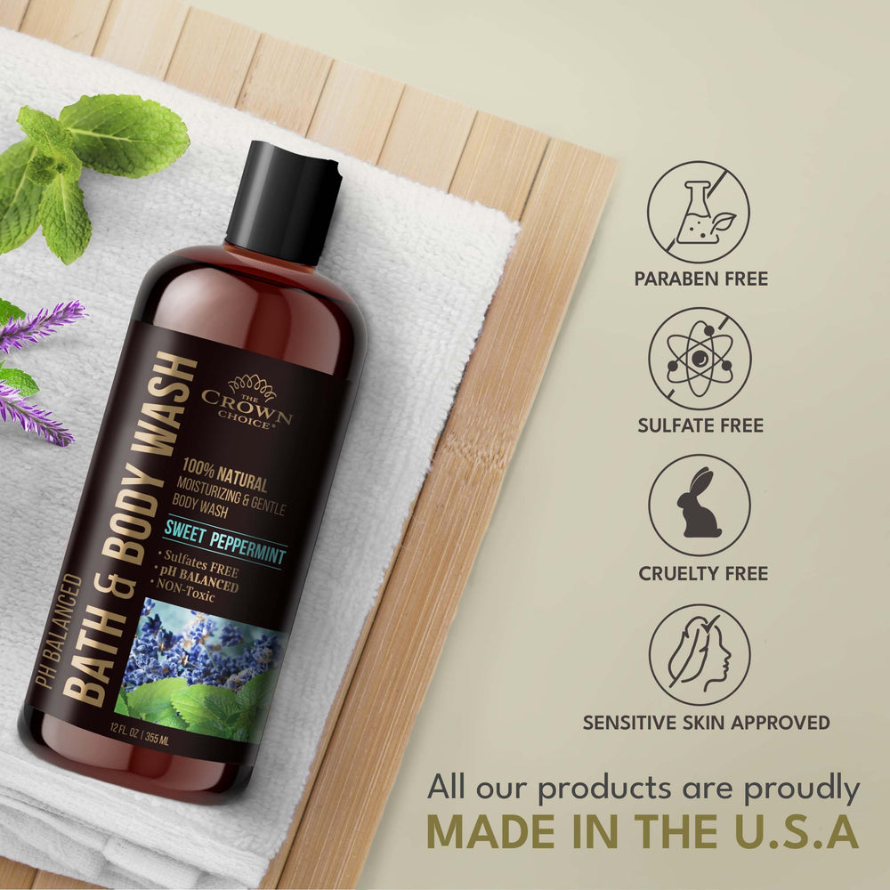 The Crown Choice peppermint lavender bubble lather, rich yet mild for sensitive skin.
