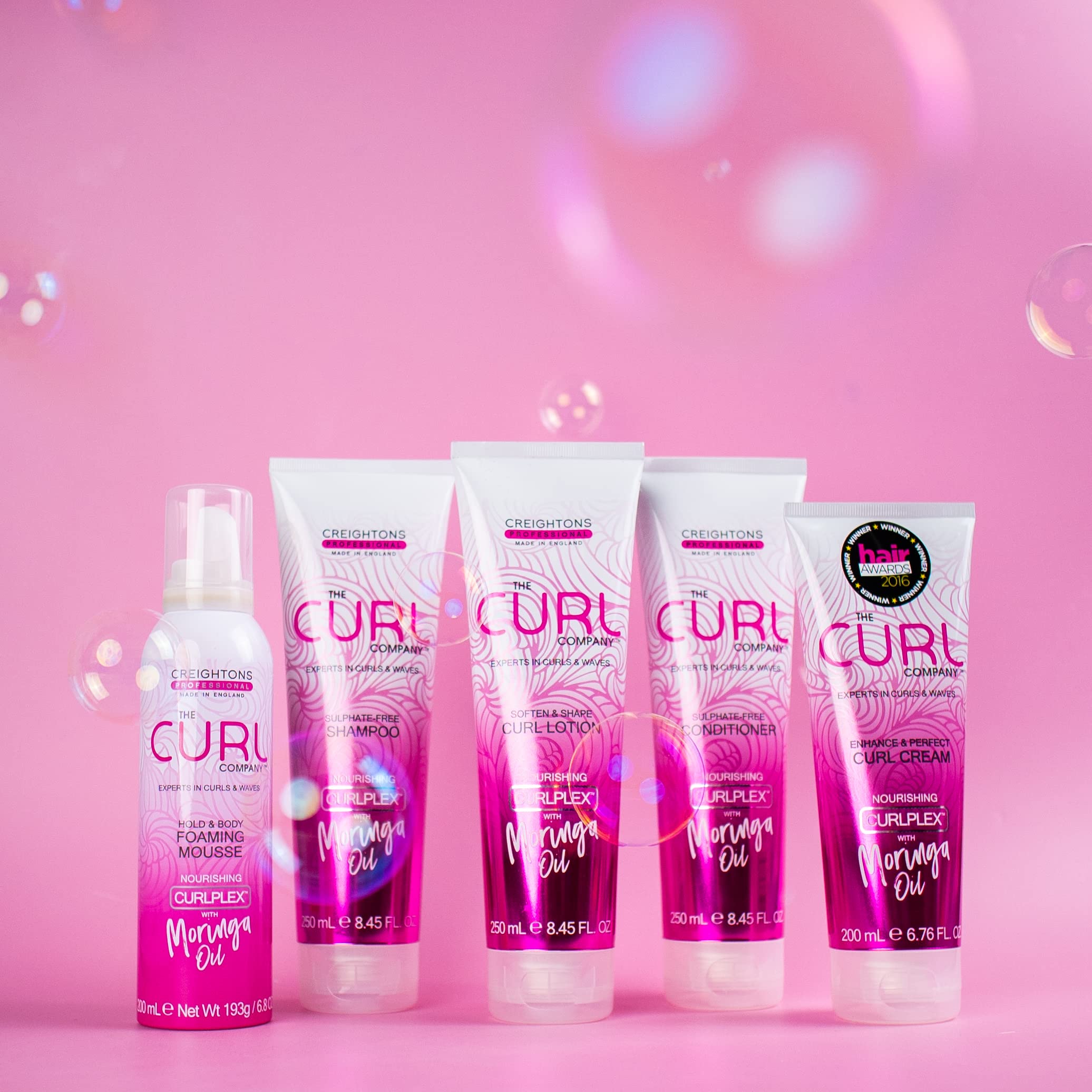 Frizz-control action with smooth curls after application