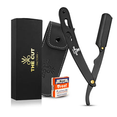 The Cut Factory straight razor with ergonomic handle for precise at-home barber-level results
