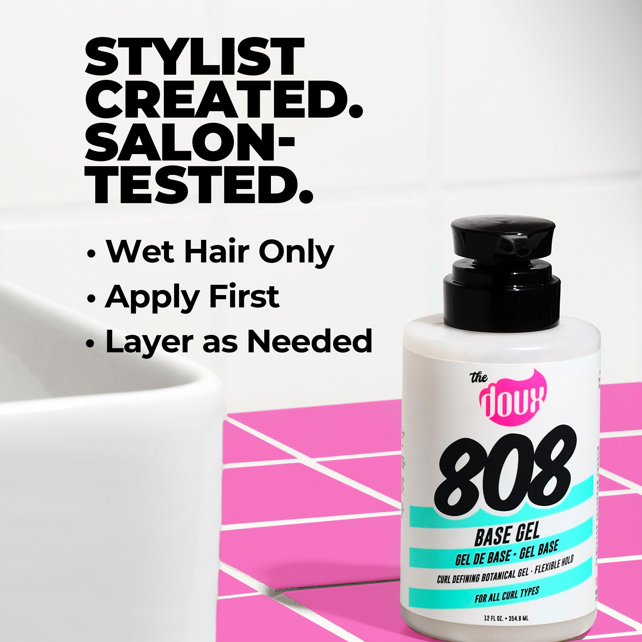 Layering with The Doux gel as the first step in a curl routine.