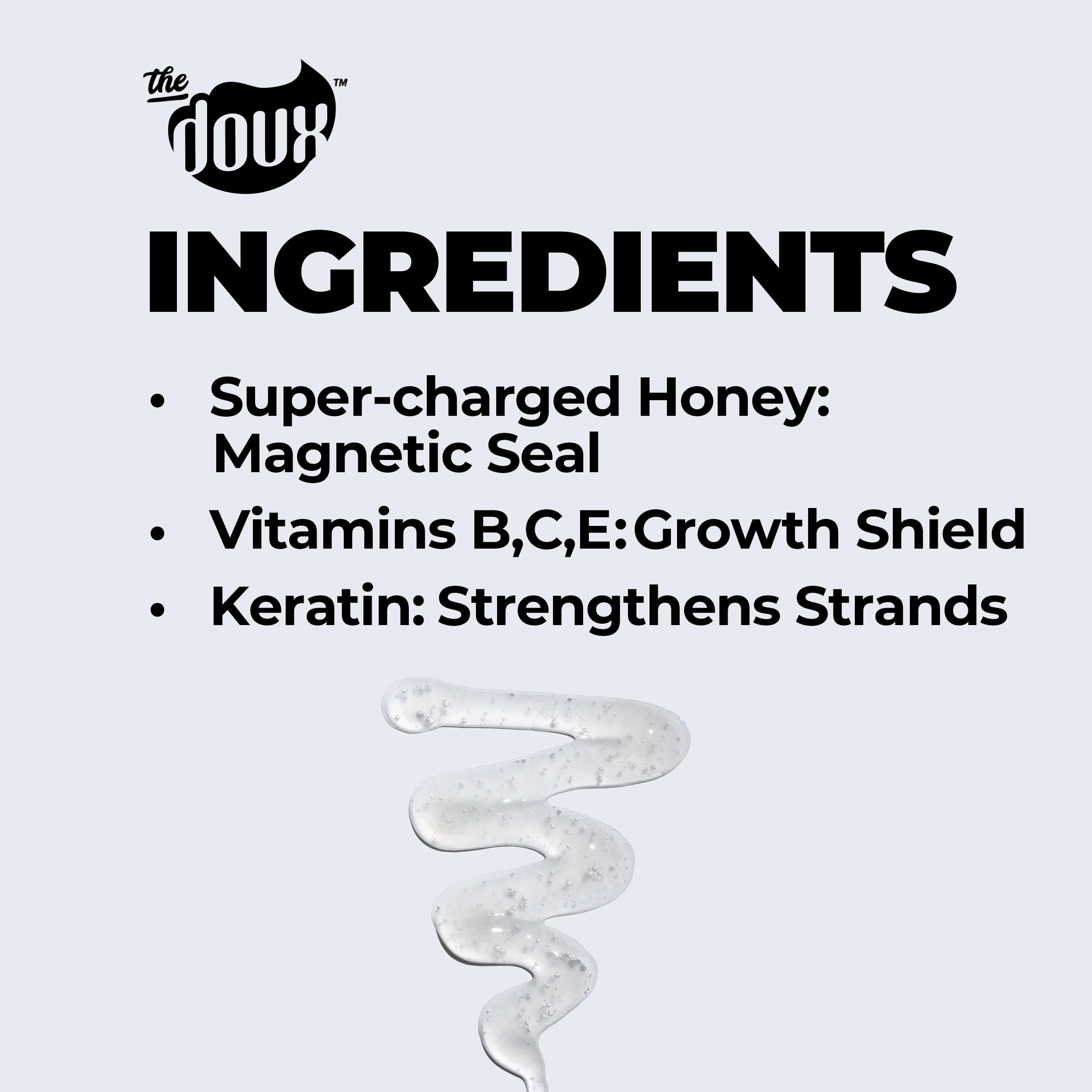 The Doux Get Honey Hair Serum applied on curly hair for shine and moisture
