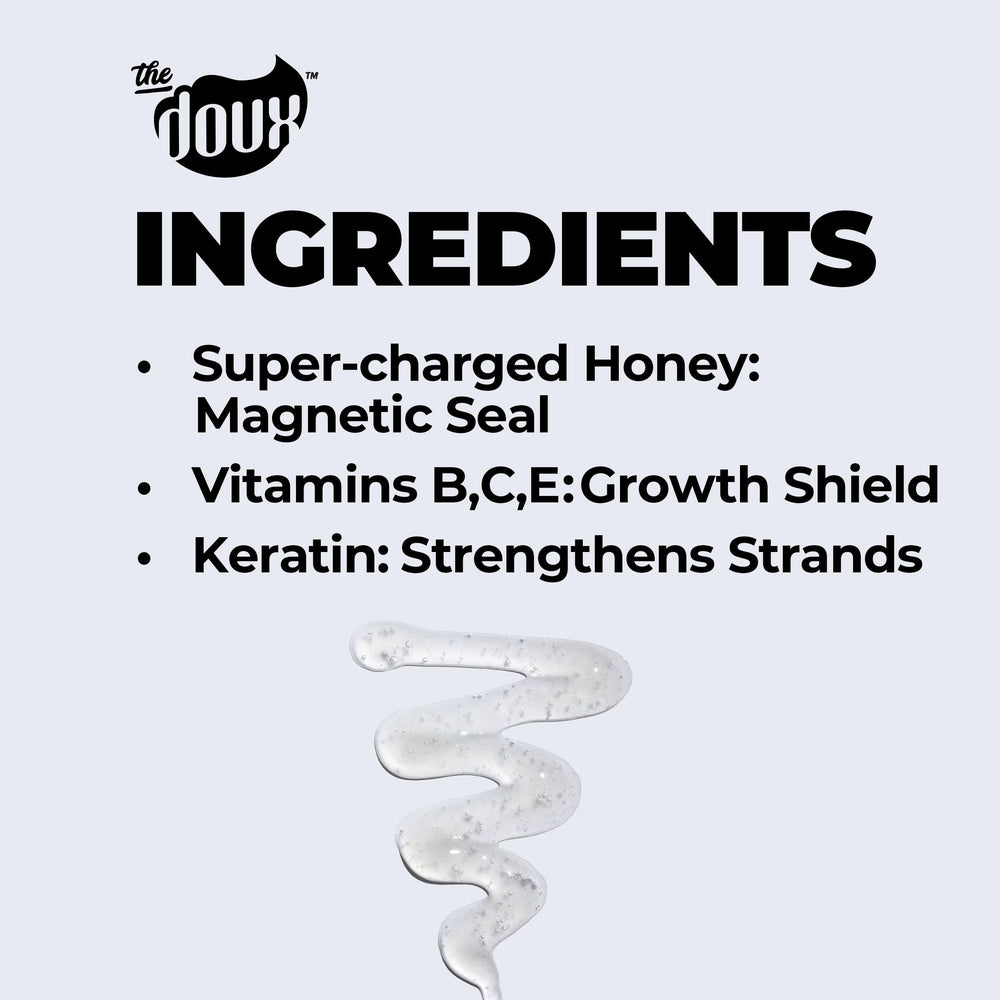 The Doux Get Honey Hair Serum applied on curly hair for shine and moisture