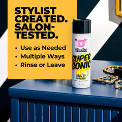 The Doux Supersonic Honey Condish detangling close-up highlights frizz control.