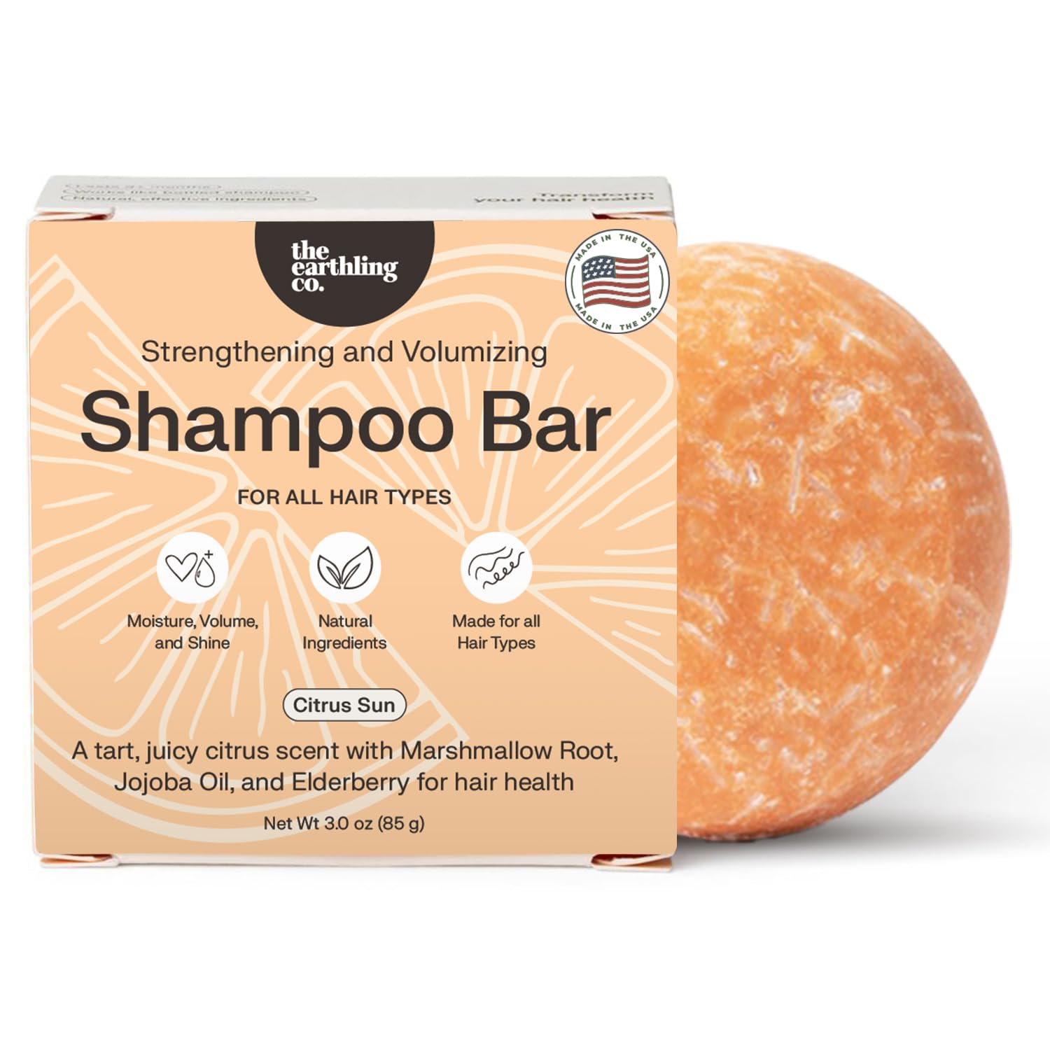 The Earthling Co. Shampoo Bar with luxurious lather for clean, refreshed hair.
