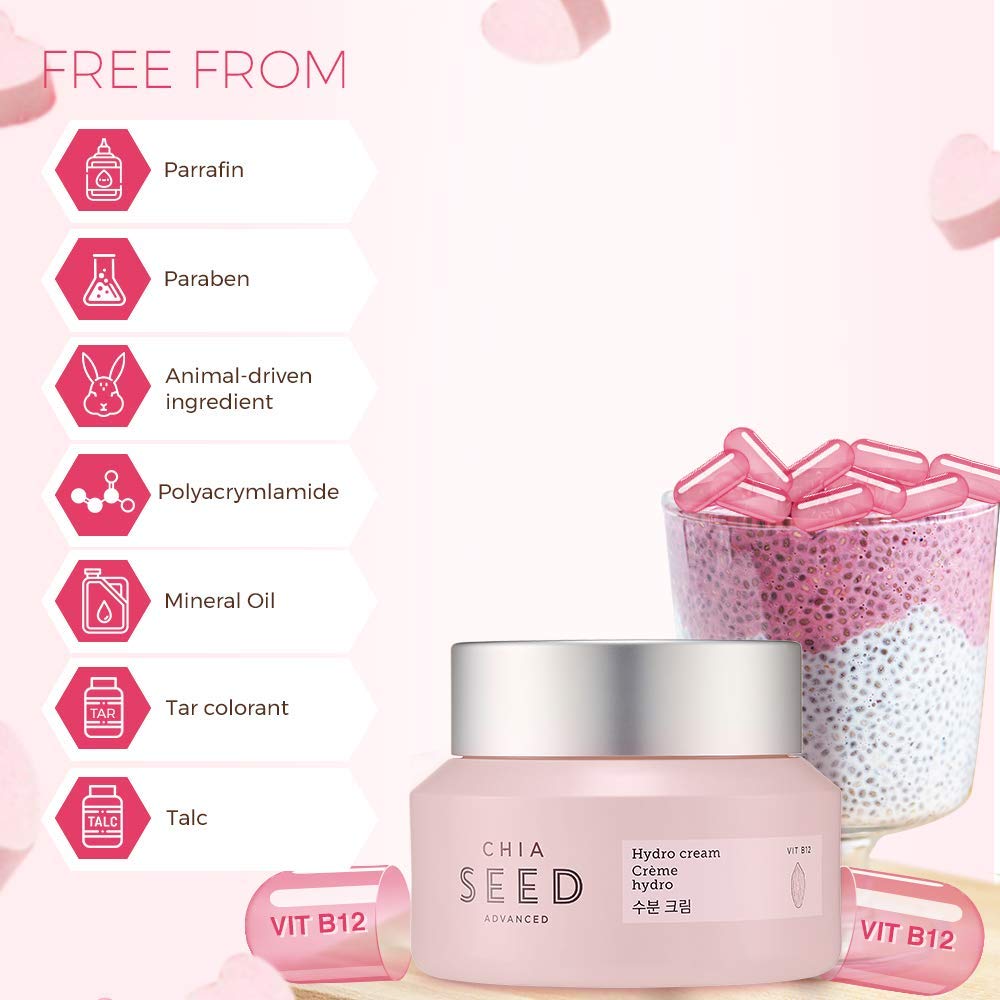 The Face Shop Chia Seed Advanced Hydro Cream jar open reveals smooth cooling gel ready to apply.