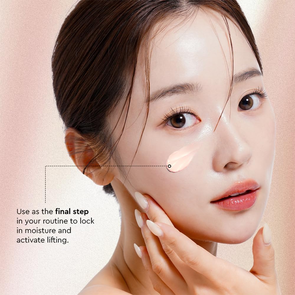 The Face Shop eye cream under-eye application demonstrates plumping and smoothing potential.