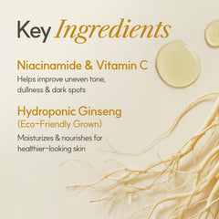 Pouring action shows The Face Shop Ginseng Glow Toner in a quick-dispense format for hydration.