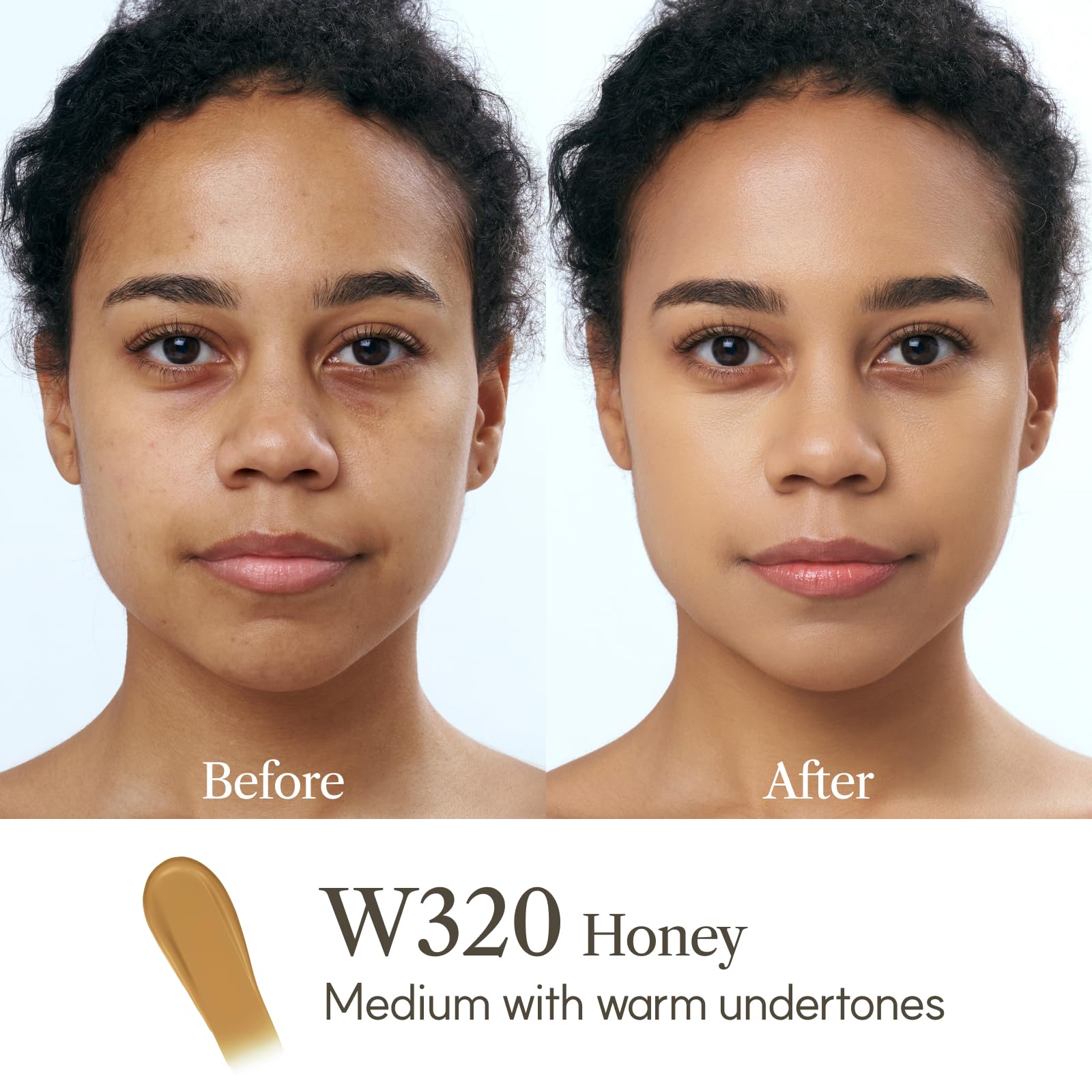 Half-face application of The Face Shop Ink Lasting Foundation demonstrates natural semi-matte finish.