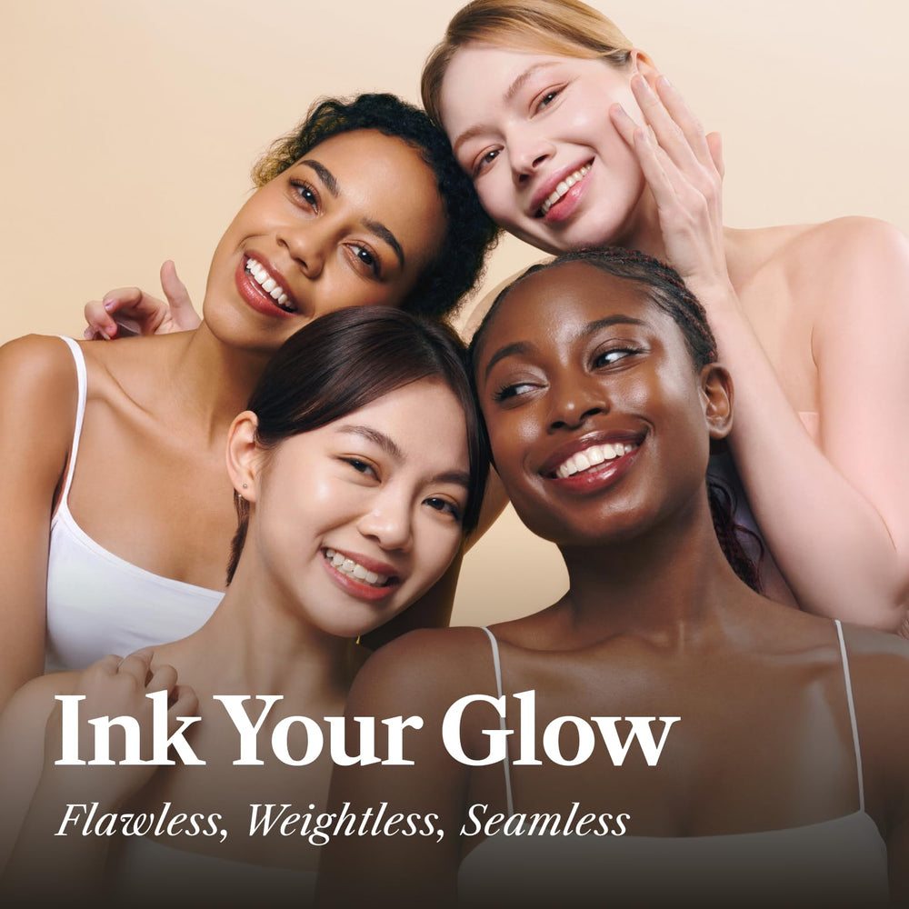 The Face Shop Ink Lasting Foundation packaging highlights clean skincare ingredients.