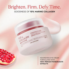 Texture swatch of The Face Shop Pomegranate & Collagen Eye Cream showing rich, absorbent consistency.