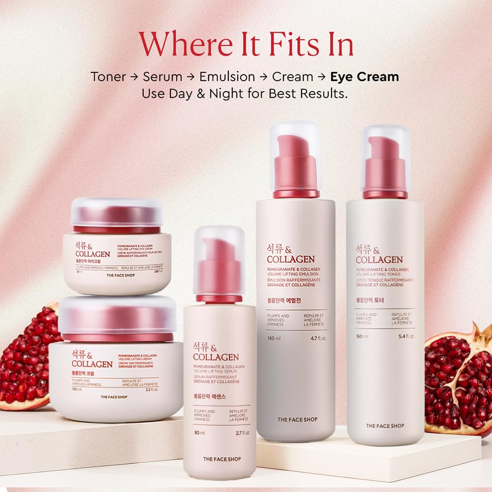 Under-eye area application with The Face Shop Pomegranate & Collagen Eye Cream.