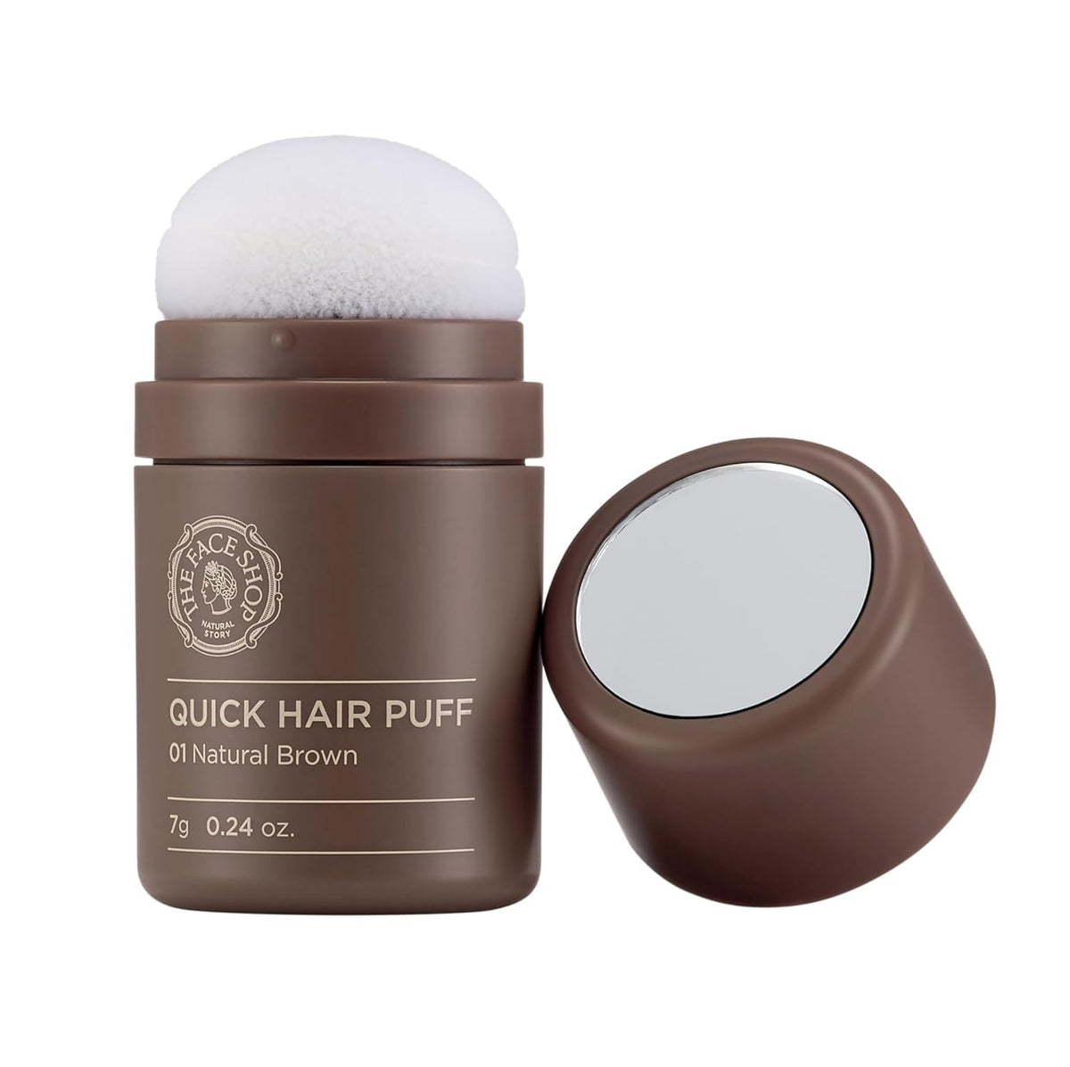 The Face Shop Quick Hair Puff natural brown compact for easy coverage on the go