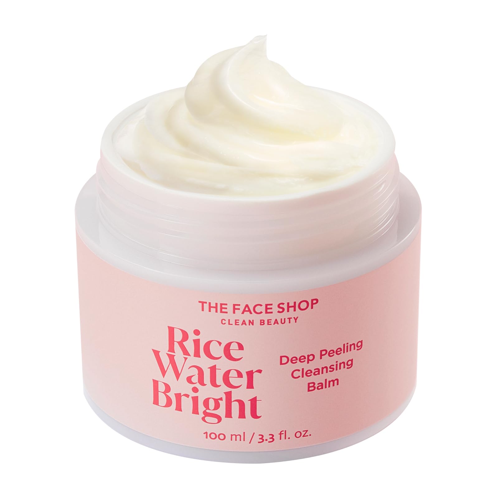 The Face Shop Rice Water Bright cleansing balm jar shows rich makeup removal and hydration benefits.