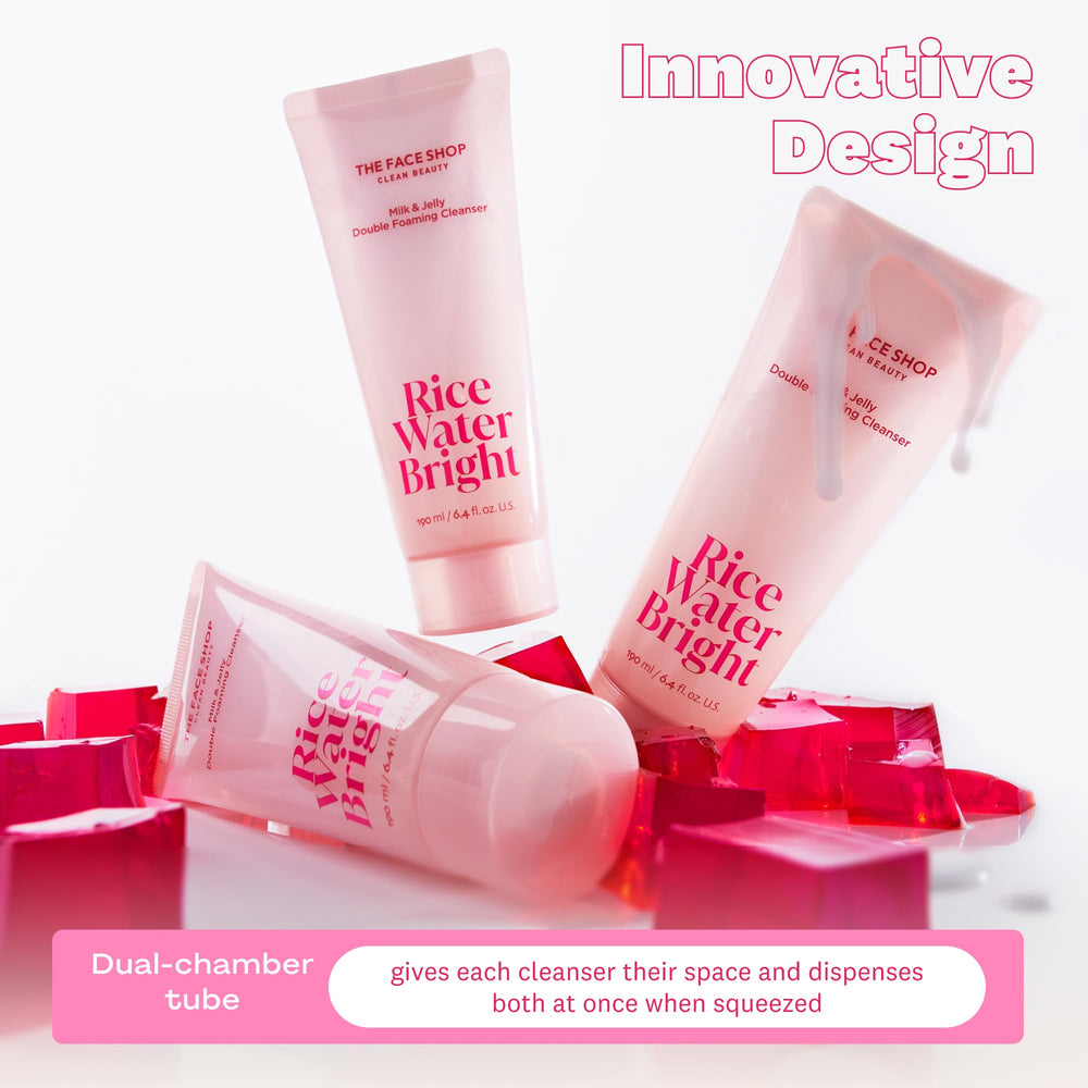The Face Shop Rice Water Bright dual-tube system delivers two formulas together