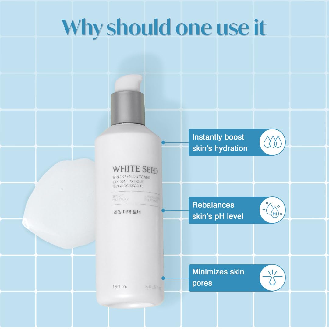 Ingredients list close-up on The Face Shop White Seed Brightening Toner with Niacinamide