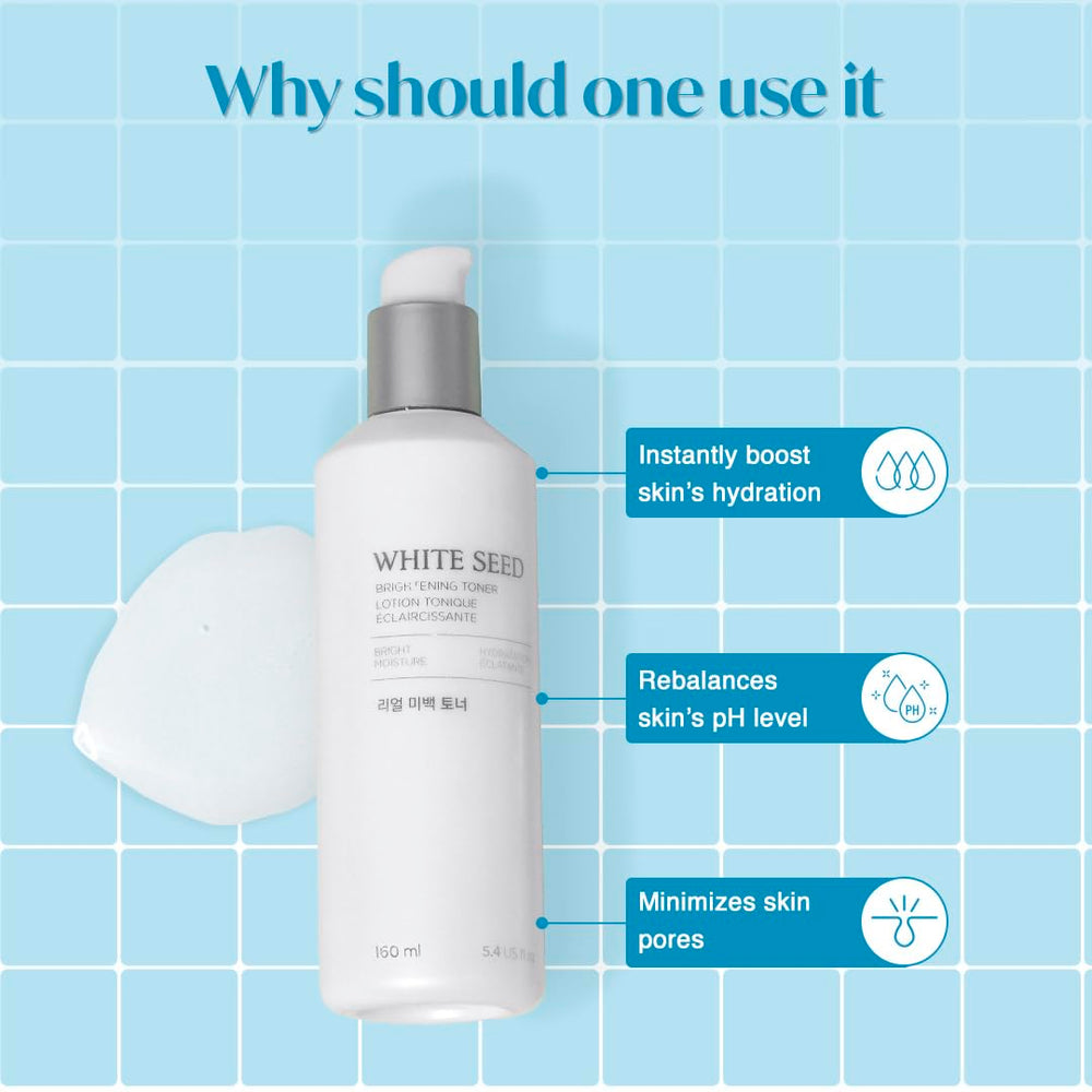 Ingredients list close-up on The Face Shop White Seed Brightening Toner with Niacinamide
