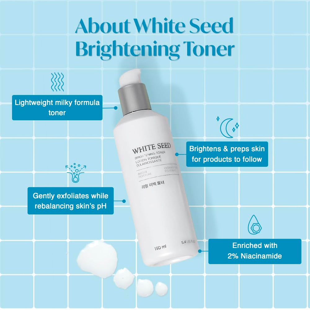 The Face Shop White Seed Brightening Toner pump showing easy, mess-free application