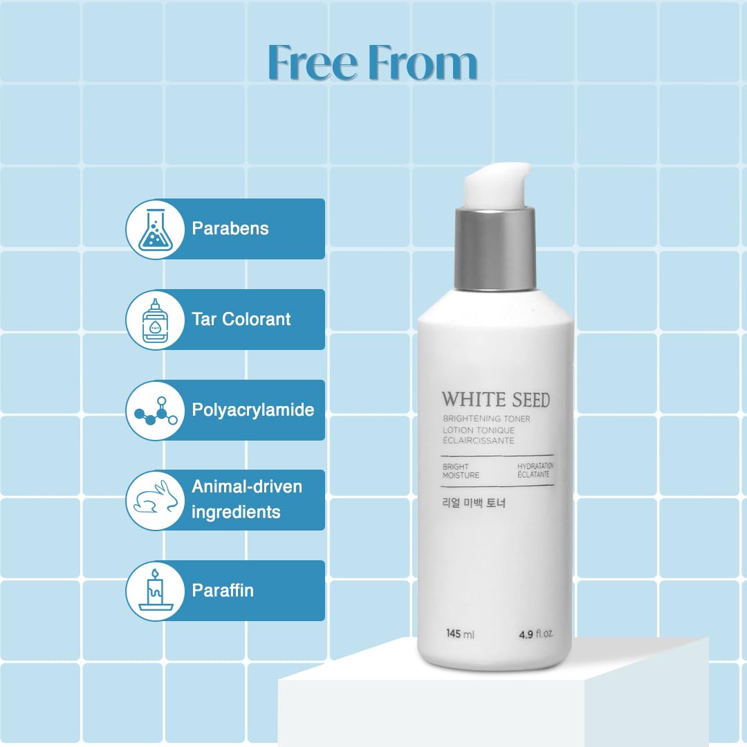 Vanity scene featuring The Face Shop White Seed Brightening Toner as part of daily routine