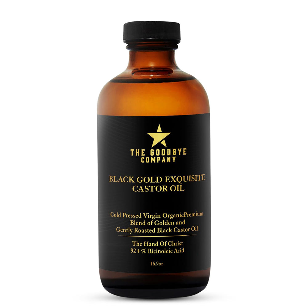 The Goodbye Company jamaican black castor oil bottle for premium hair care.