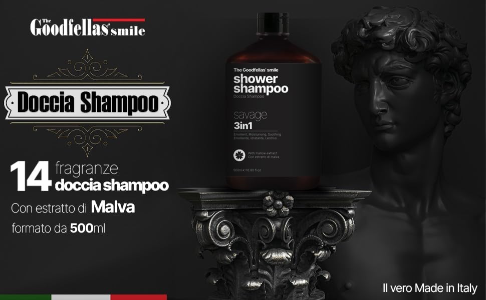 The Goodfellas' smile Savage 3-in-1 bottle in a luxe bathroom setting.