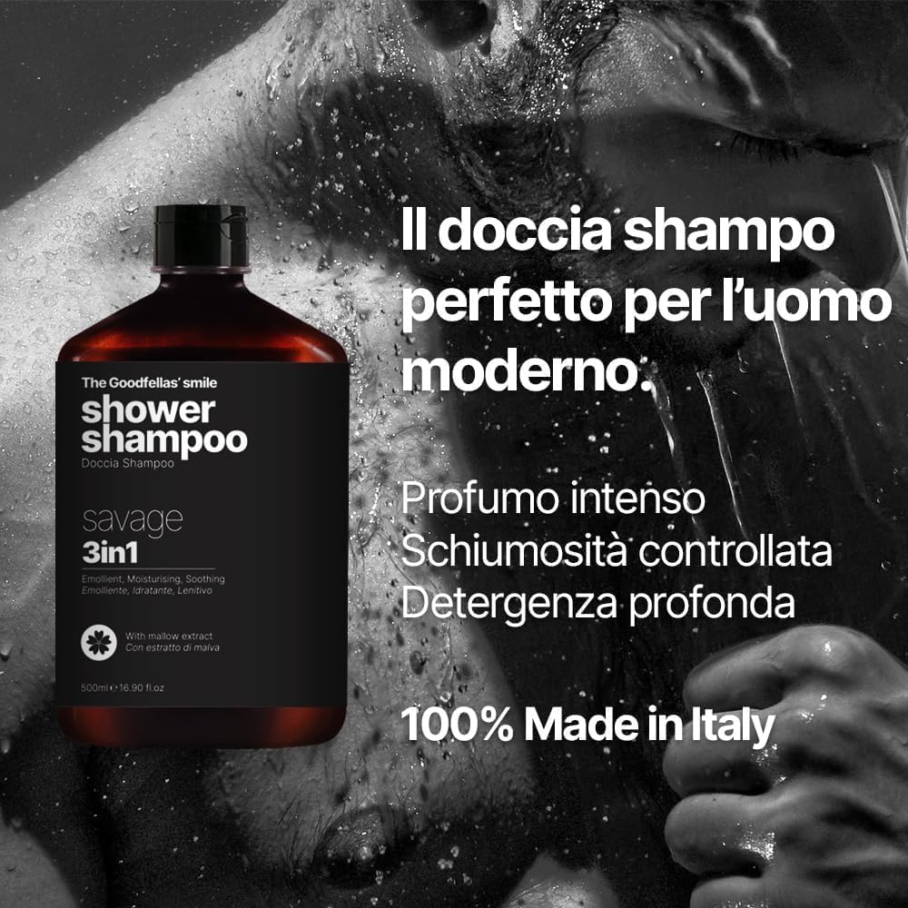 The Goodfellas' smile Savage bottle dispensing rich foam for a full-body, hair-washing experience.