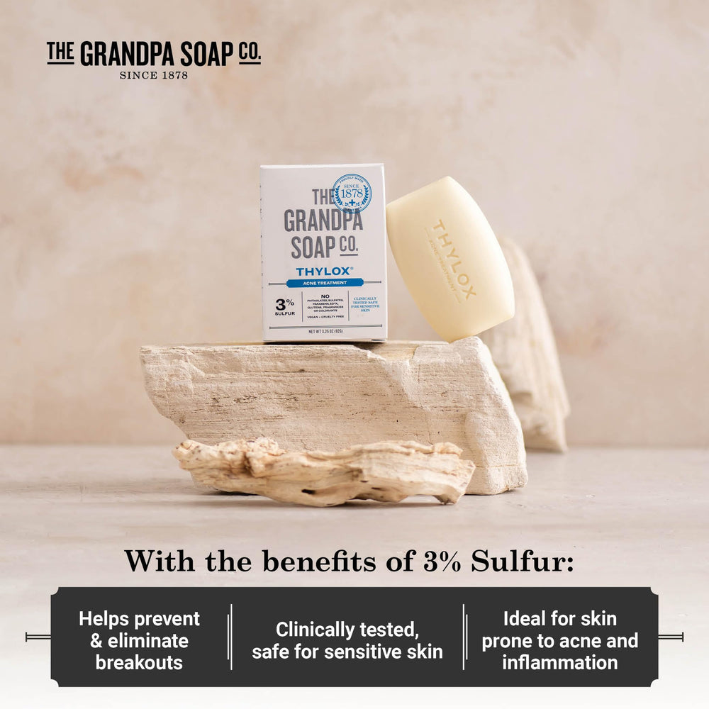 Lathering Thylox demonstrates a clean wash that controls excess oil.