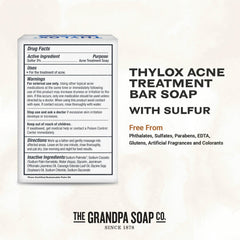 Thylox sulfur close-up shows gentle, natural acne care for sensitive skin.