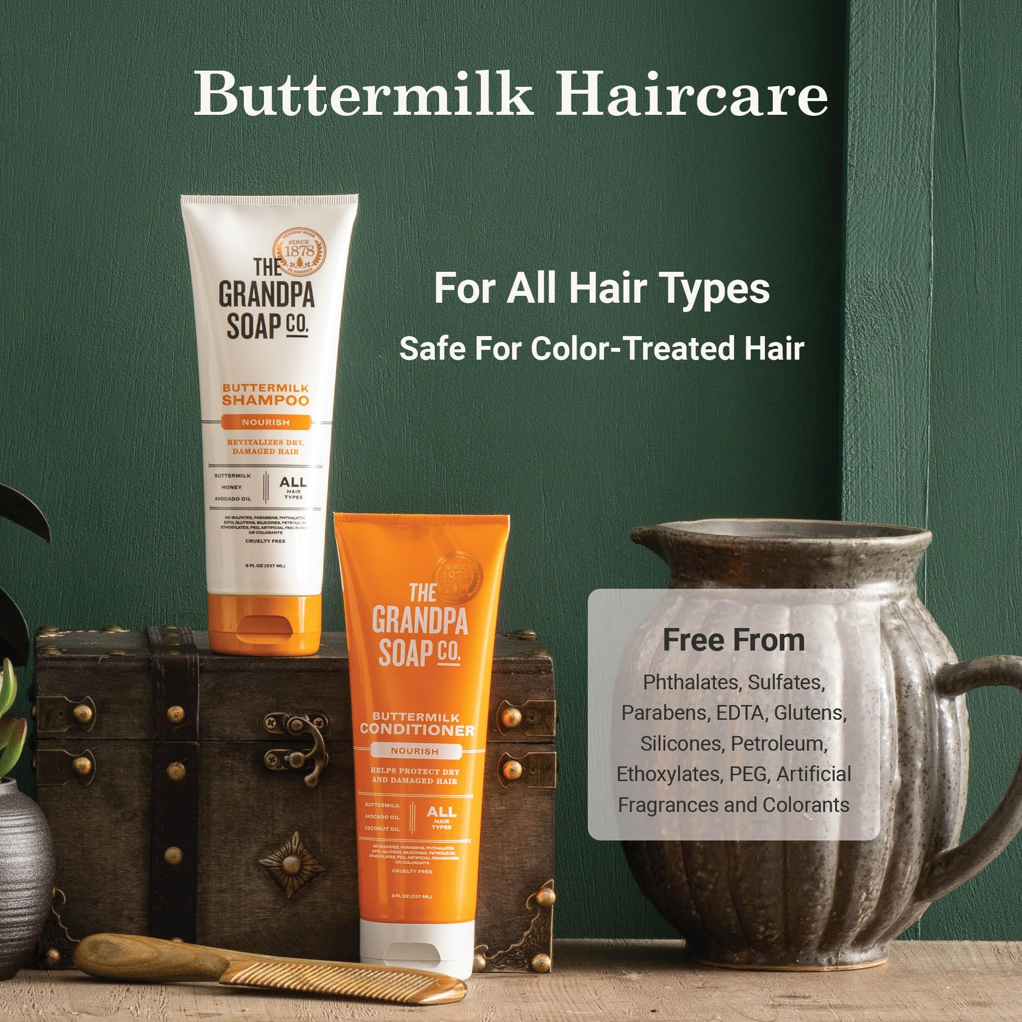 The Grandpa Soap Company honey-avocado blend nourishes dry hair.