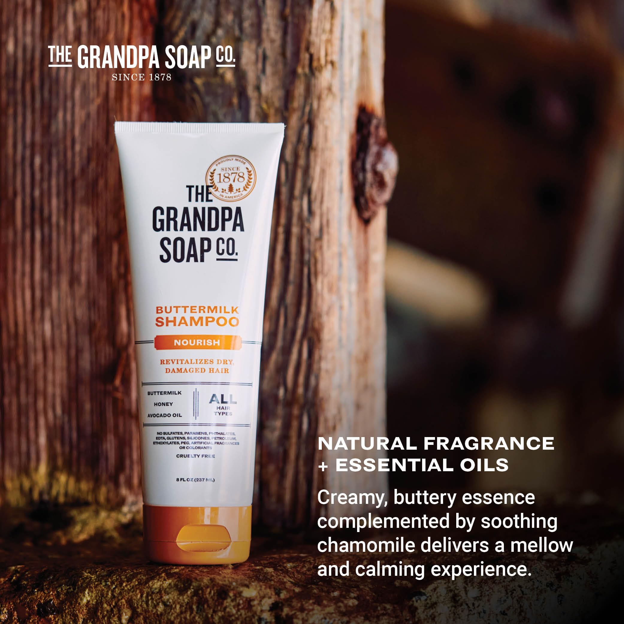 Grandpa Soap Company shampoo used on color-treated hair with gentle cleansing.