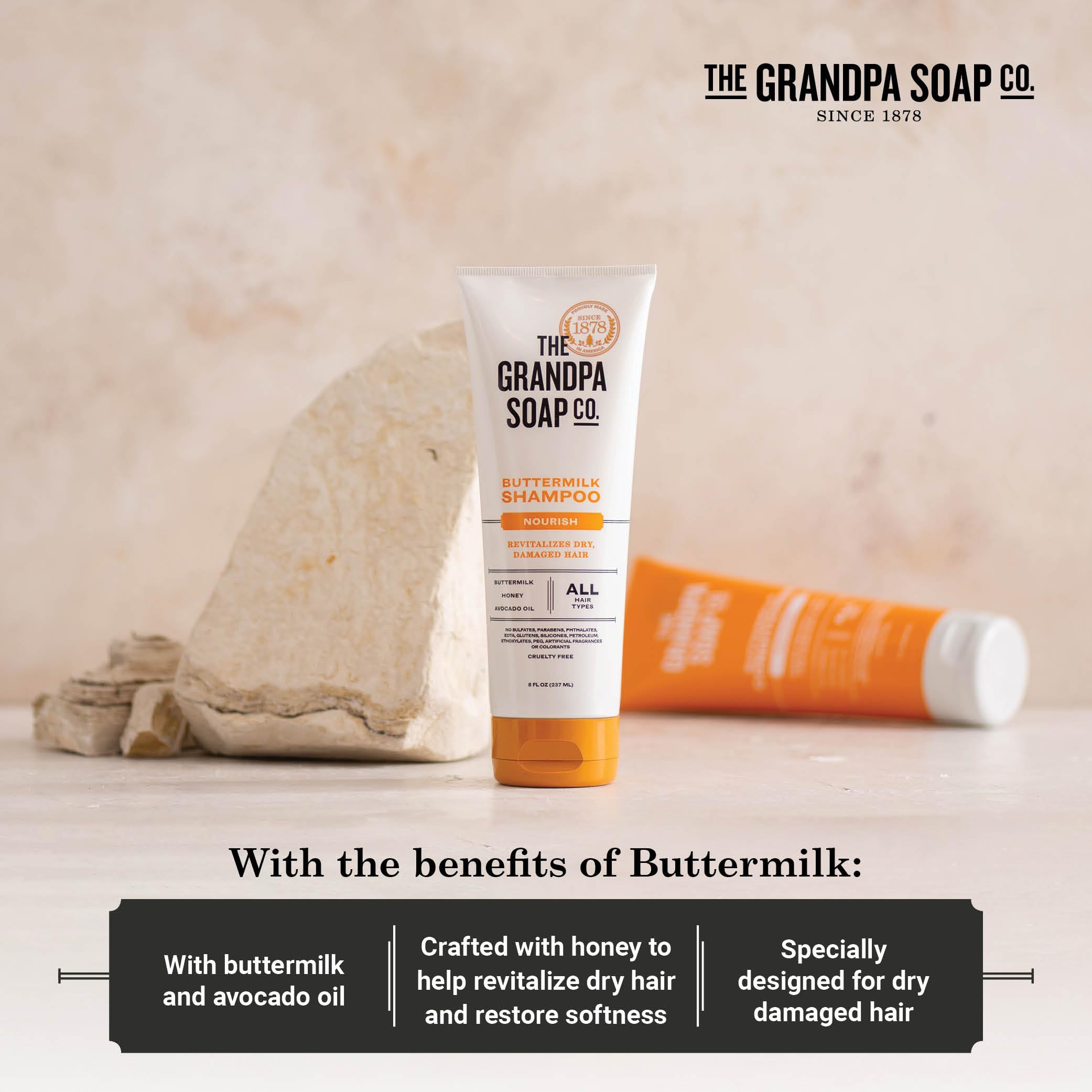ingredients graphic highlights vegan botanicals from The Grandpa Soap Company.
