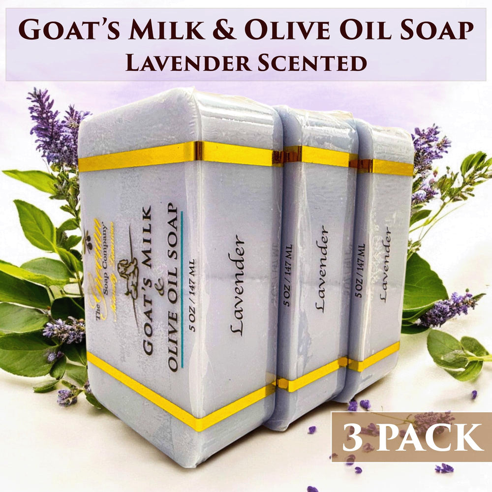 Creamy olive oil and goat milk lather for gentle cleansing.
