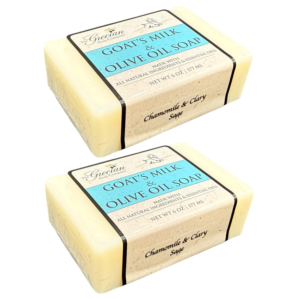 The Grecian Soap Company goat milk olive oil bar chamomile clary sage cleanses gently and soothes skin.