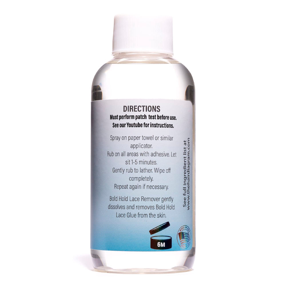 The Hair Diagram Bold Hold Lace Remover texture swatch shows easy-to-use formula with 1-5 minute dwell time.