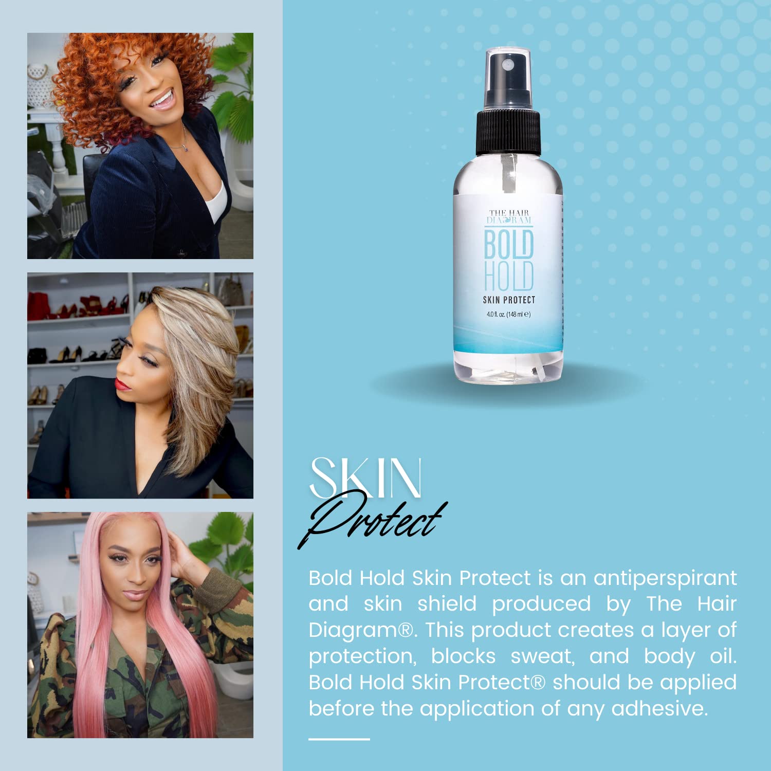 Packaging display of Bold Hold Protect highlights latex-free formulation