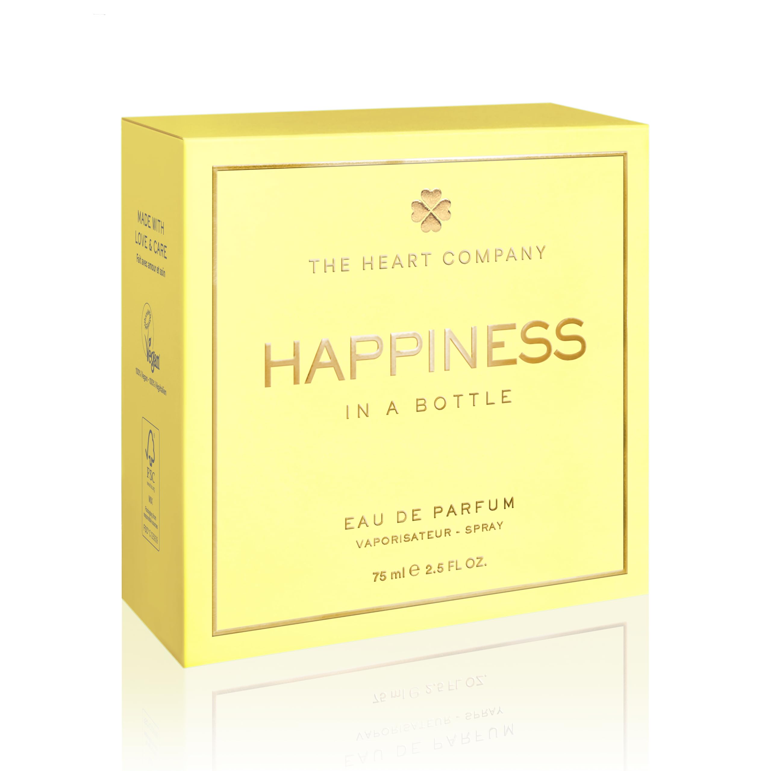 THE HEART COMPANY Happiness top notes blend mandarin, bergamot, and pink grapefruit.
