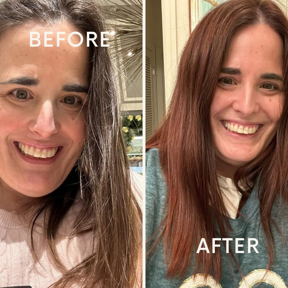 The Henna Guys auburn dye enhances texture and shine