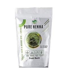 The Henna Guys 100g packaging showcases pure red henna for natural hair color.