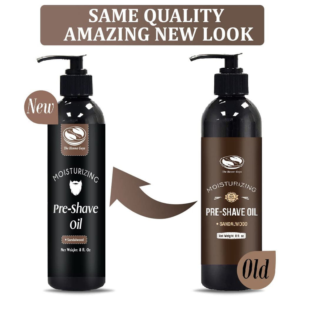 The Henna Guys 8oz bottle on dresser-ready for daily pre-shave or beard care.