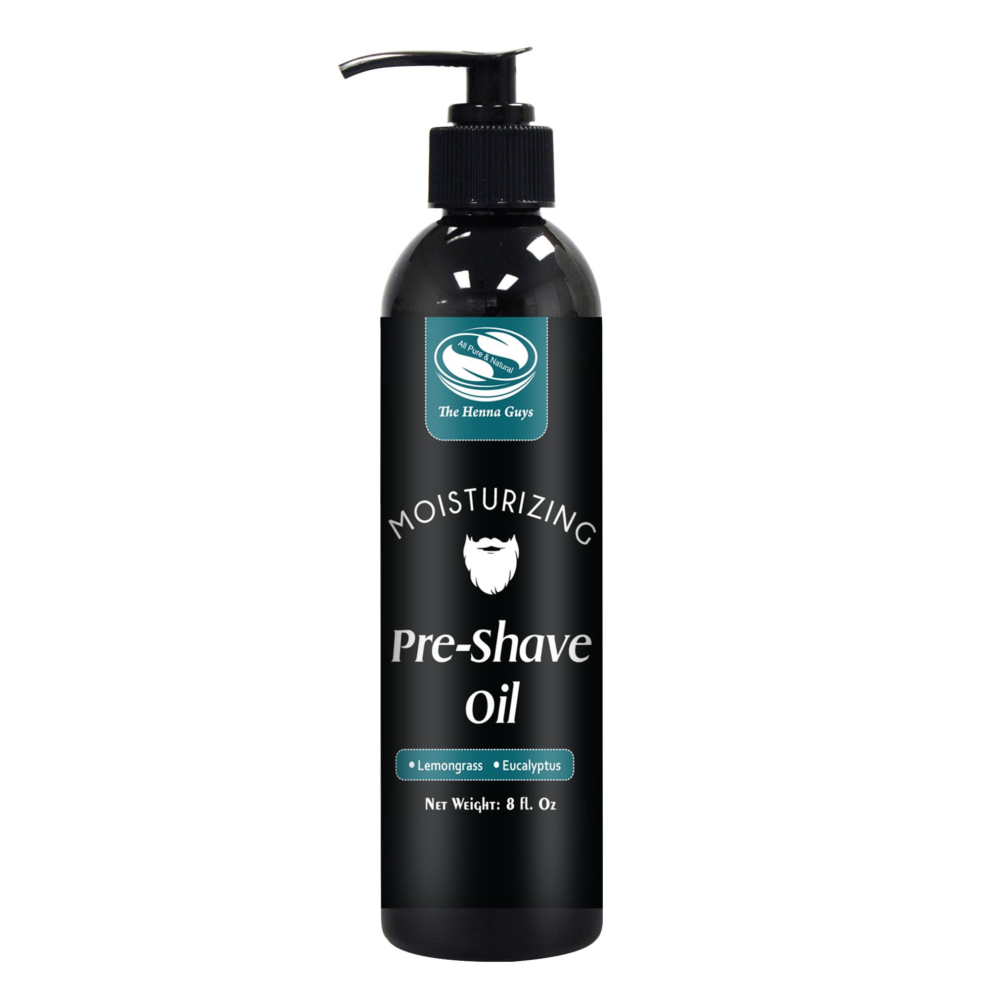 The Henna Guys 8 oz pre-shave oil bottle for a smoother shave