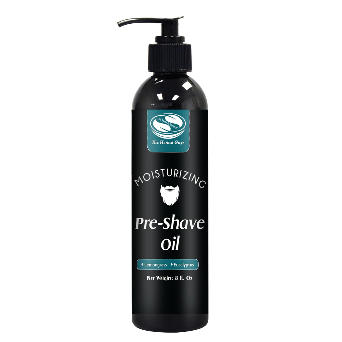 The Henna Guys 8 oz pre-shave oil bottle for a smoother shave