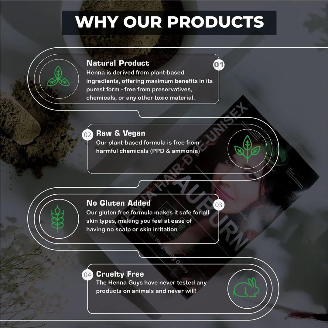 The Henna Guys auburn hair color application demonstrates easy at-home tinting.