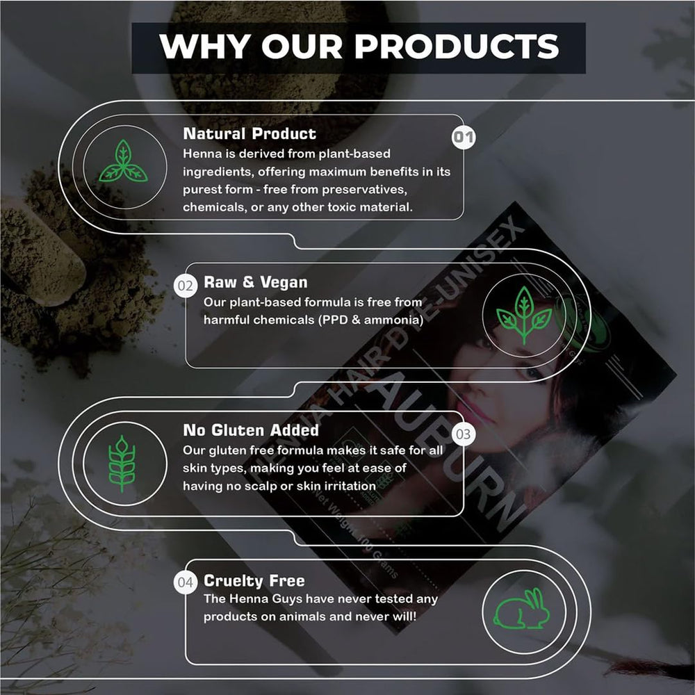 The Henna Guys auburn hair color application demonstrates easy at-home tinting.