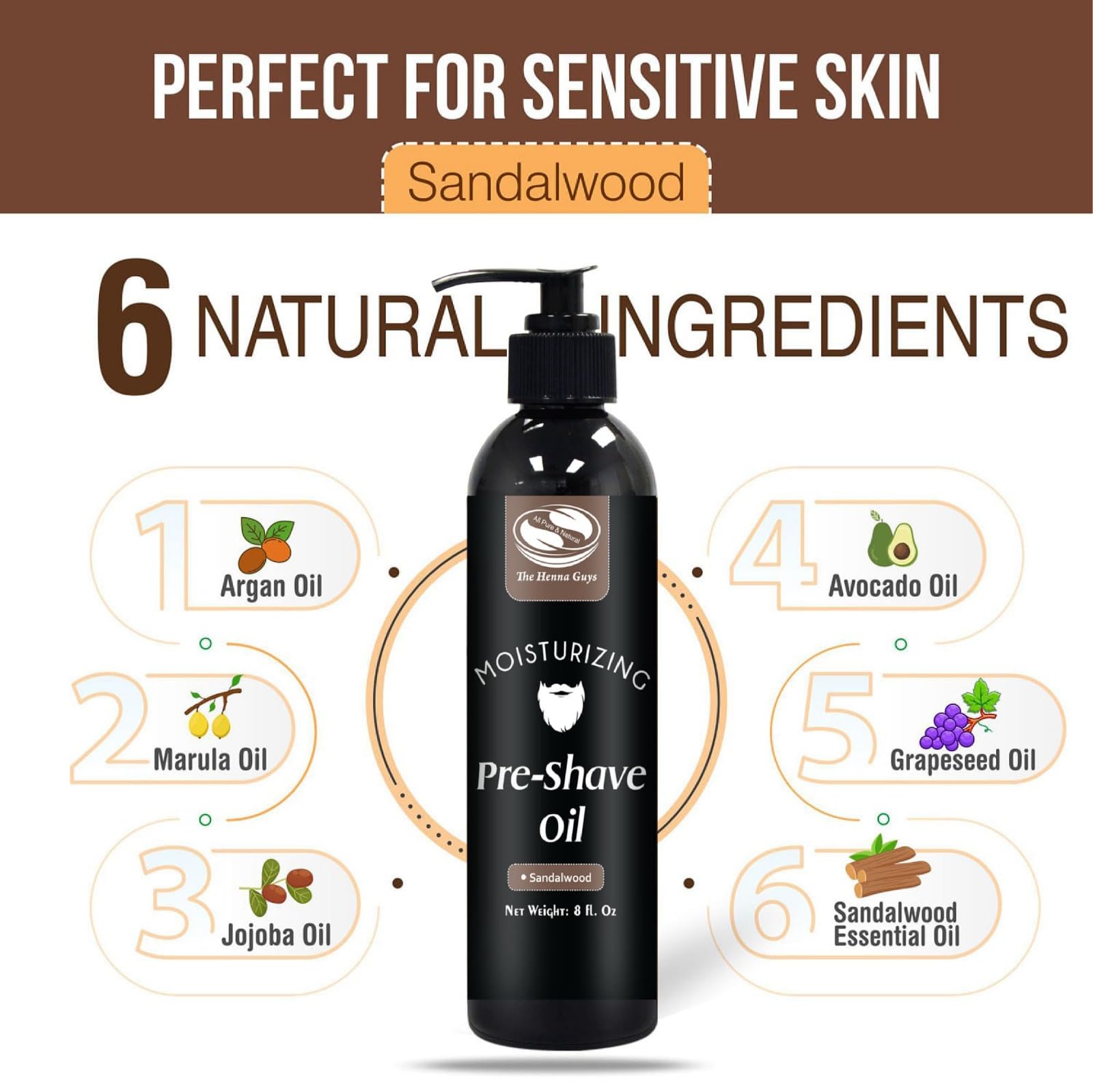 The Henna Guys ingredients jojoba argan marula emphasizes natural oils for smoother skin and hair.