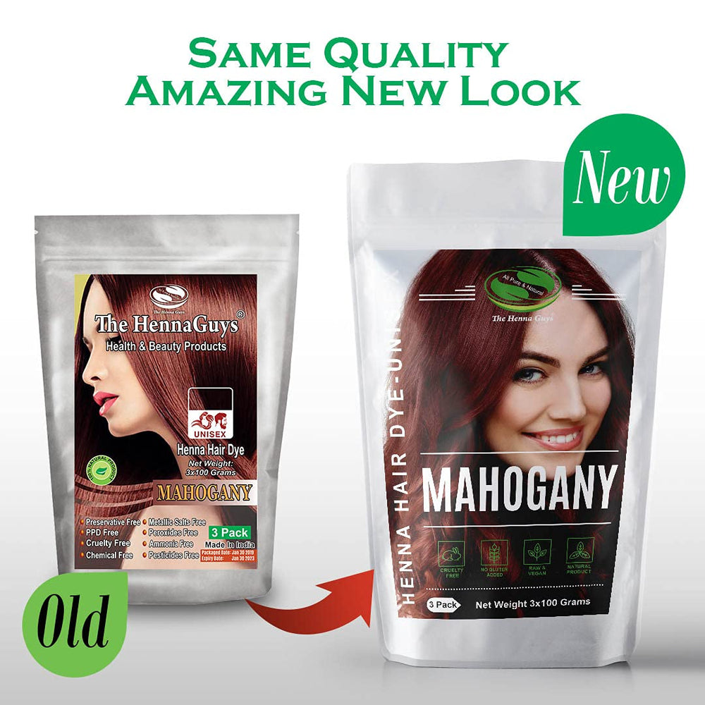 The Henna Guys mahogany hair dye application results show natural color and conditioning.