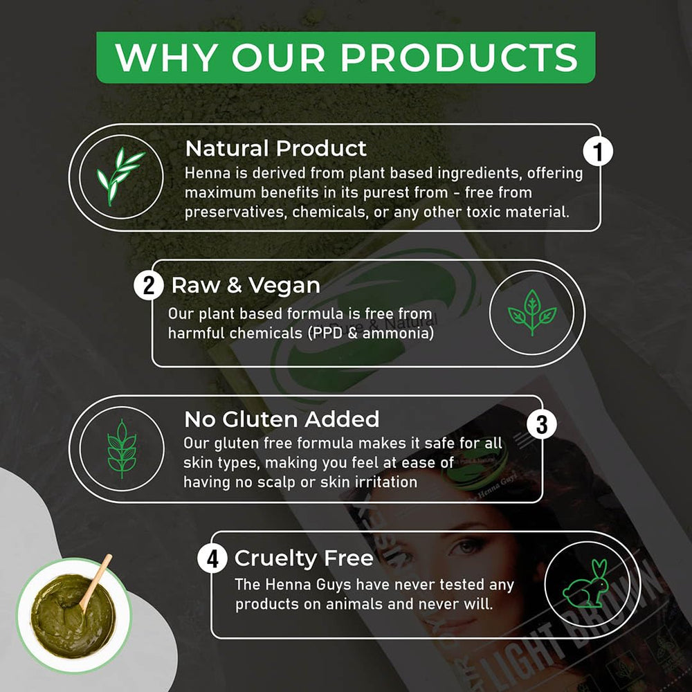 The Henna Guys natural hair dye texture indicating plant based formula